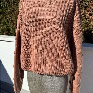 moon & madison Women's Knit Sweater in mauve size Large